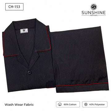 Black Red Pinstripe Night Suit – CH-153