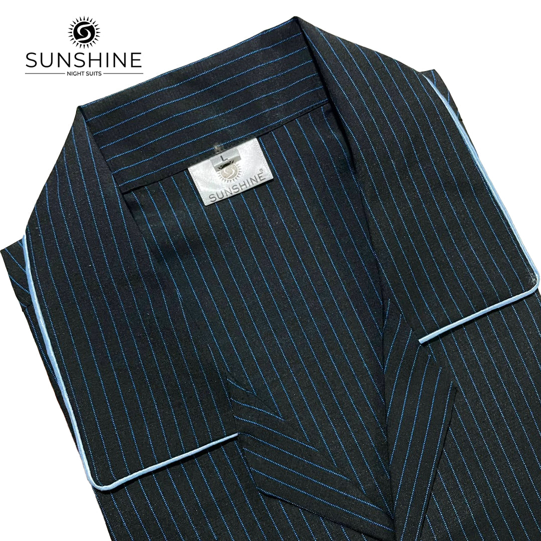 Navy Blue Pinstripe Night Suit – CH-154