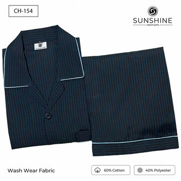 Navy Blue Pinstripe Night Suit – CH-154