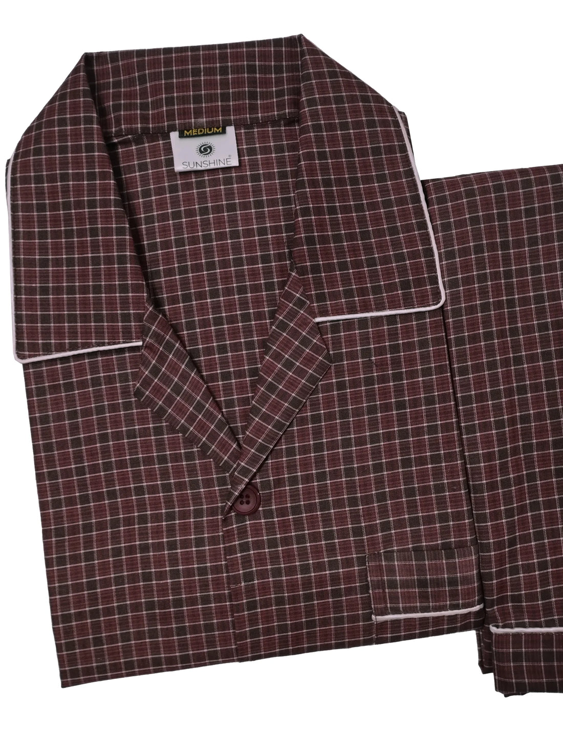 Dark Maroon Check Night suit for men CH-68 - Luxurious Sleepwear