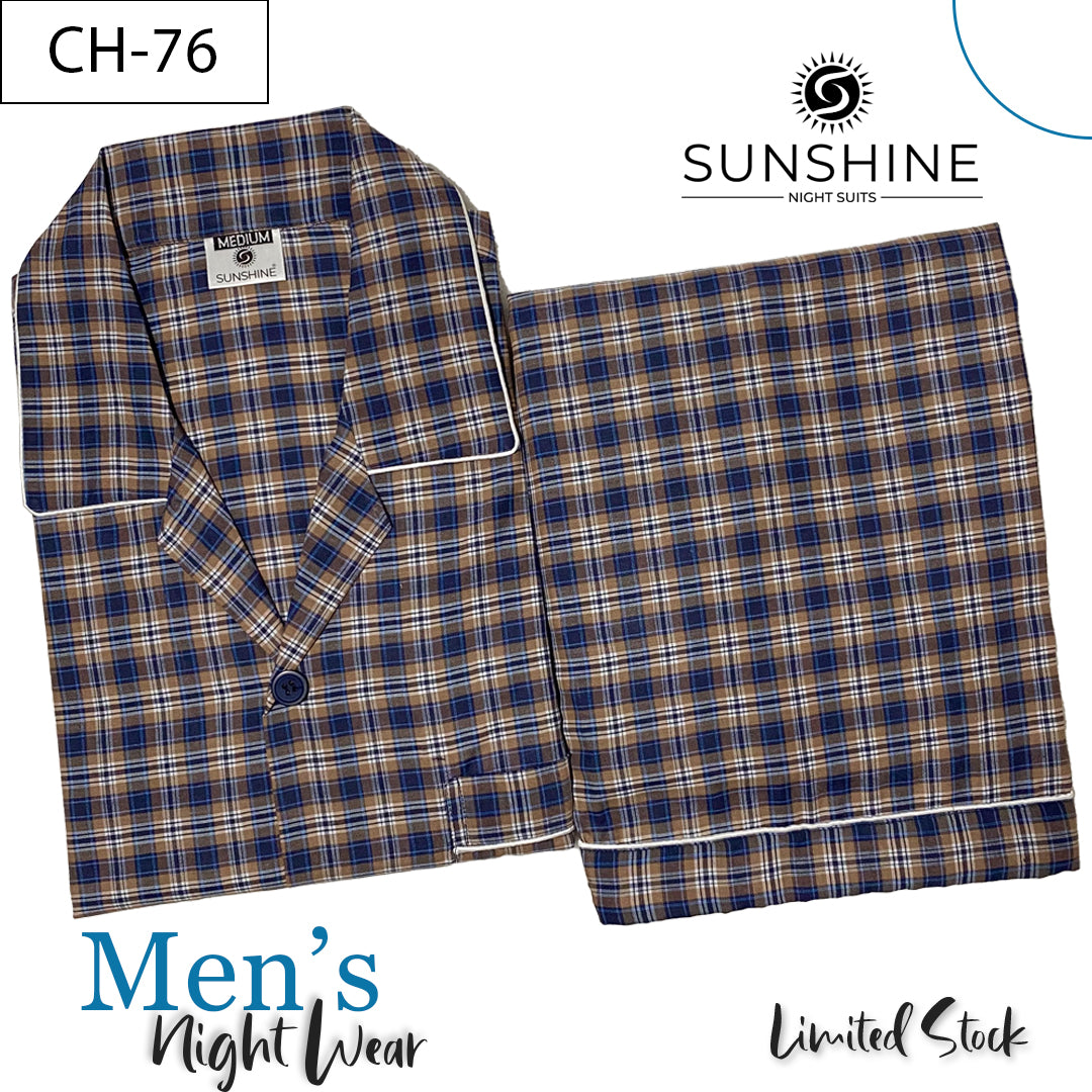 Green Check Night Suit for men CH-77- Luxurious Sleepwear