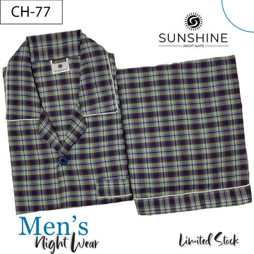 Green Check Night Suit for men CH-77- Luxurious Sleepwear