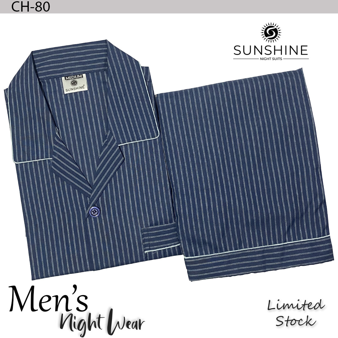 Royal Blue Stripe Night Suit - CH-080