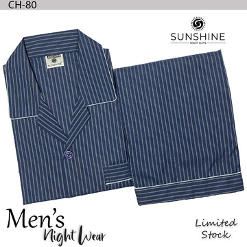 Royal Blue Stripe Night Suit - CH-080