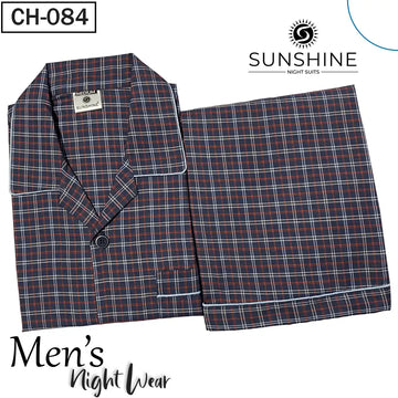 Blue Red Check Night Suit for Men CH-84- Luxurious Sleepwear. Shop Now