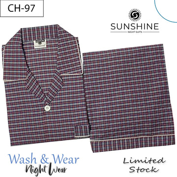 Classic Maroon Check Night suit for Men CH-97- Luxurious Sleepwear. Shop Now