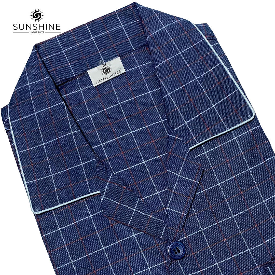 Indigo Blue Check Night Suit – CH-123
