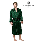 Dark Green silk gown for men with shawl collar and two side pockets