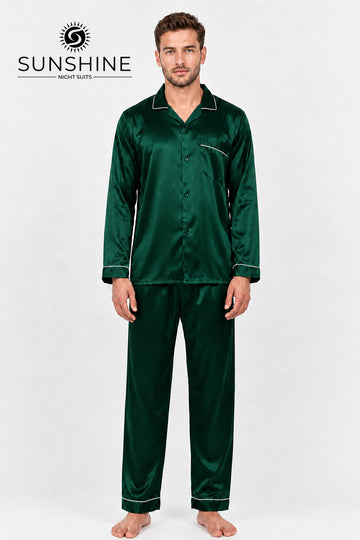 Dark Green Silk Nightdress For Men