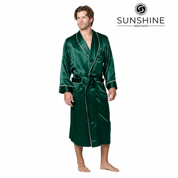 Dark Green Silk Gown for Men