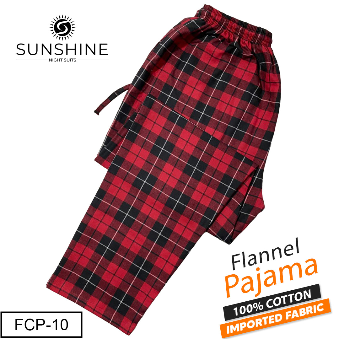 Men’s red and black buffalo check flannel pajama made from soft winter fabric.
