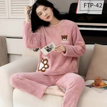 Fleece T-Shirt Pajama Set for Women (Free Size) – Winter Collection