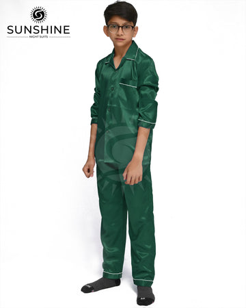 Green Silk Nightwear For Boys