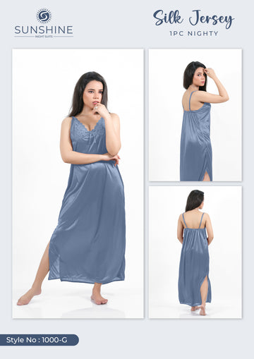 Grey 1Pc Bridal Nighty Set – 1000 – G