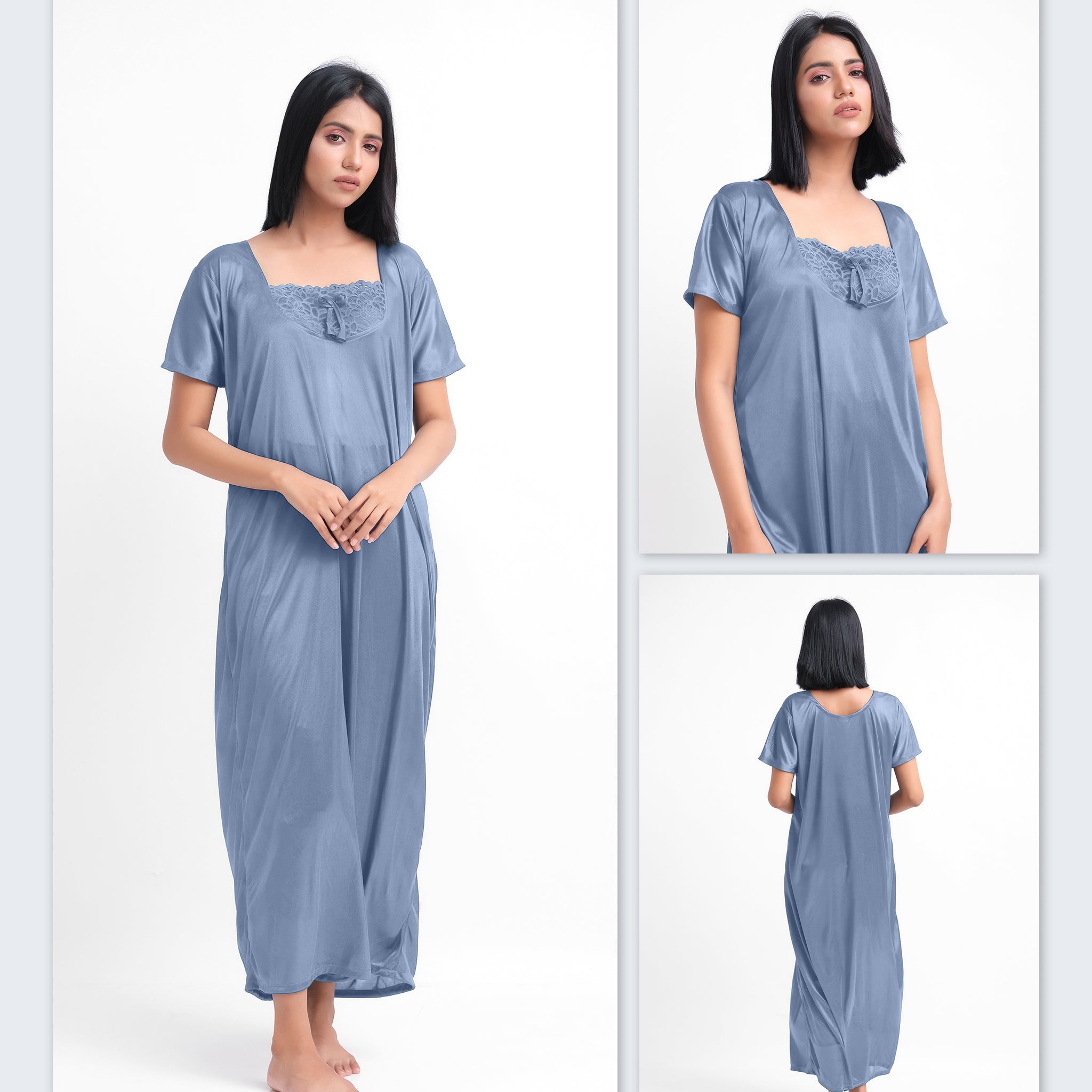 Grey Silk Nighty 1001-G