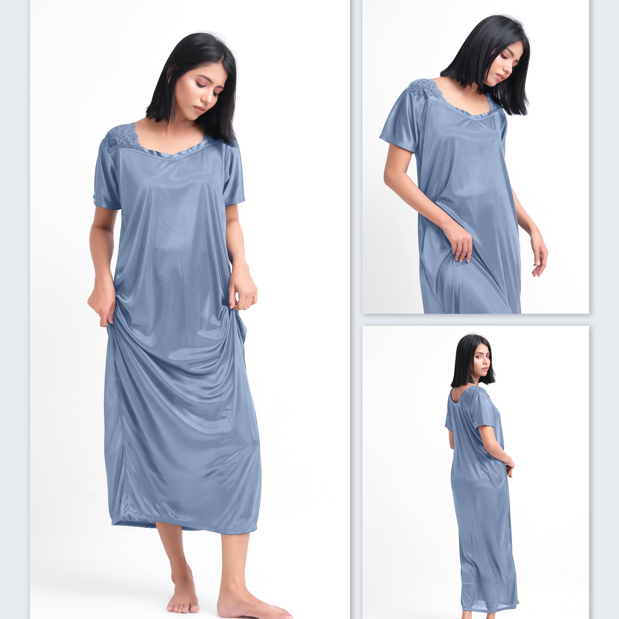 Grey Silk Nighty 1002-G