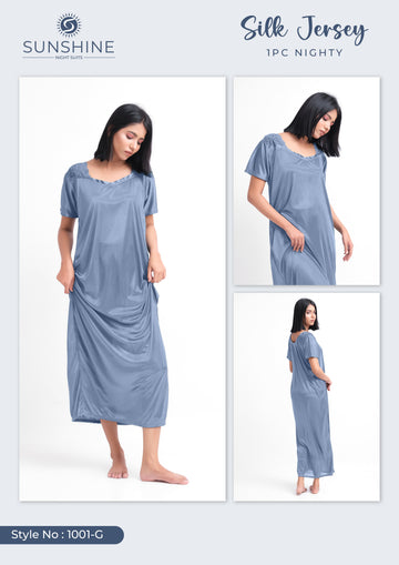 Grey Silk Nighty 1002-G