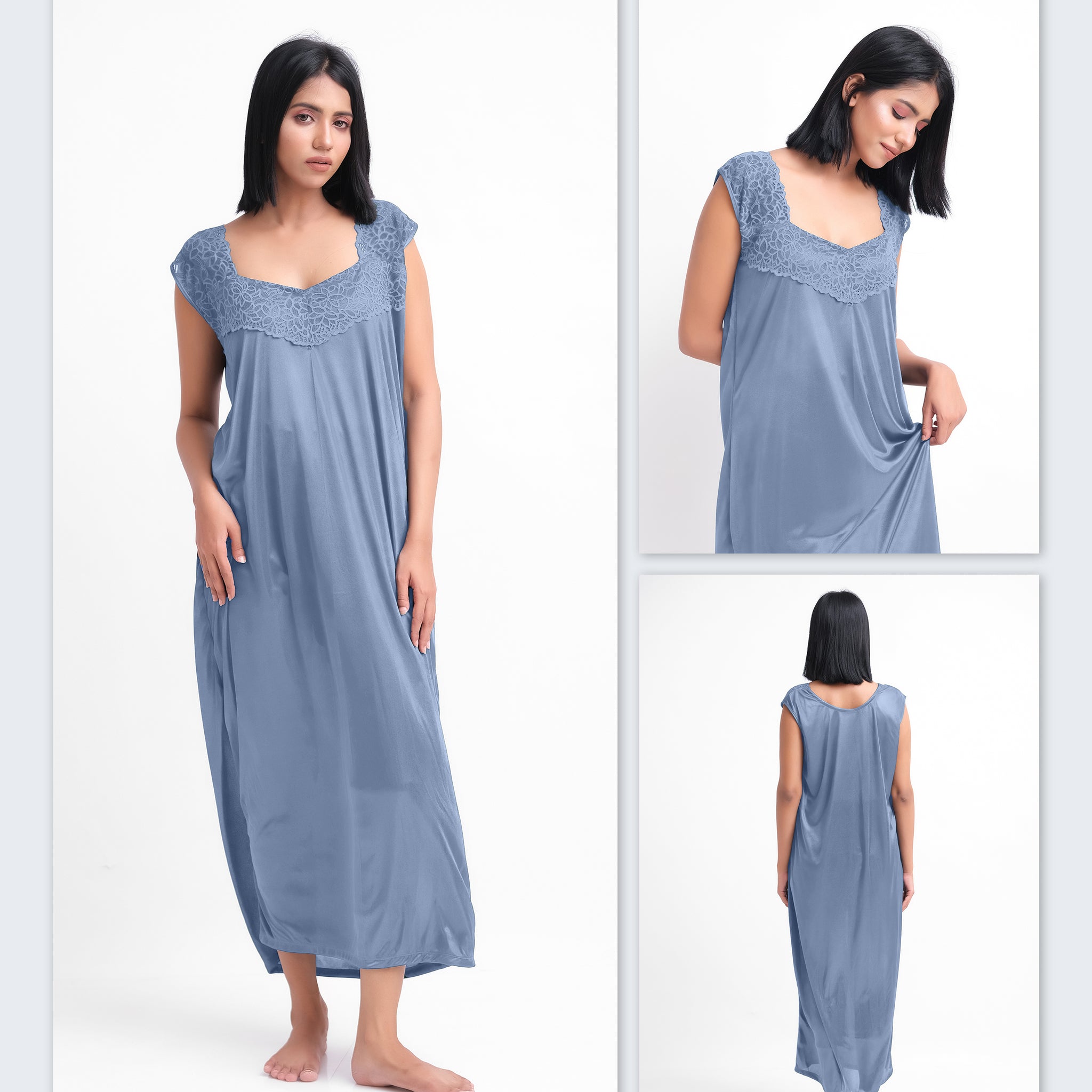 Grey Silk Nighty 1003-G