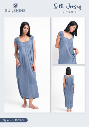 Grey Silk Nighty 1003-G