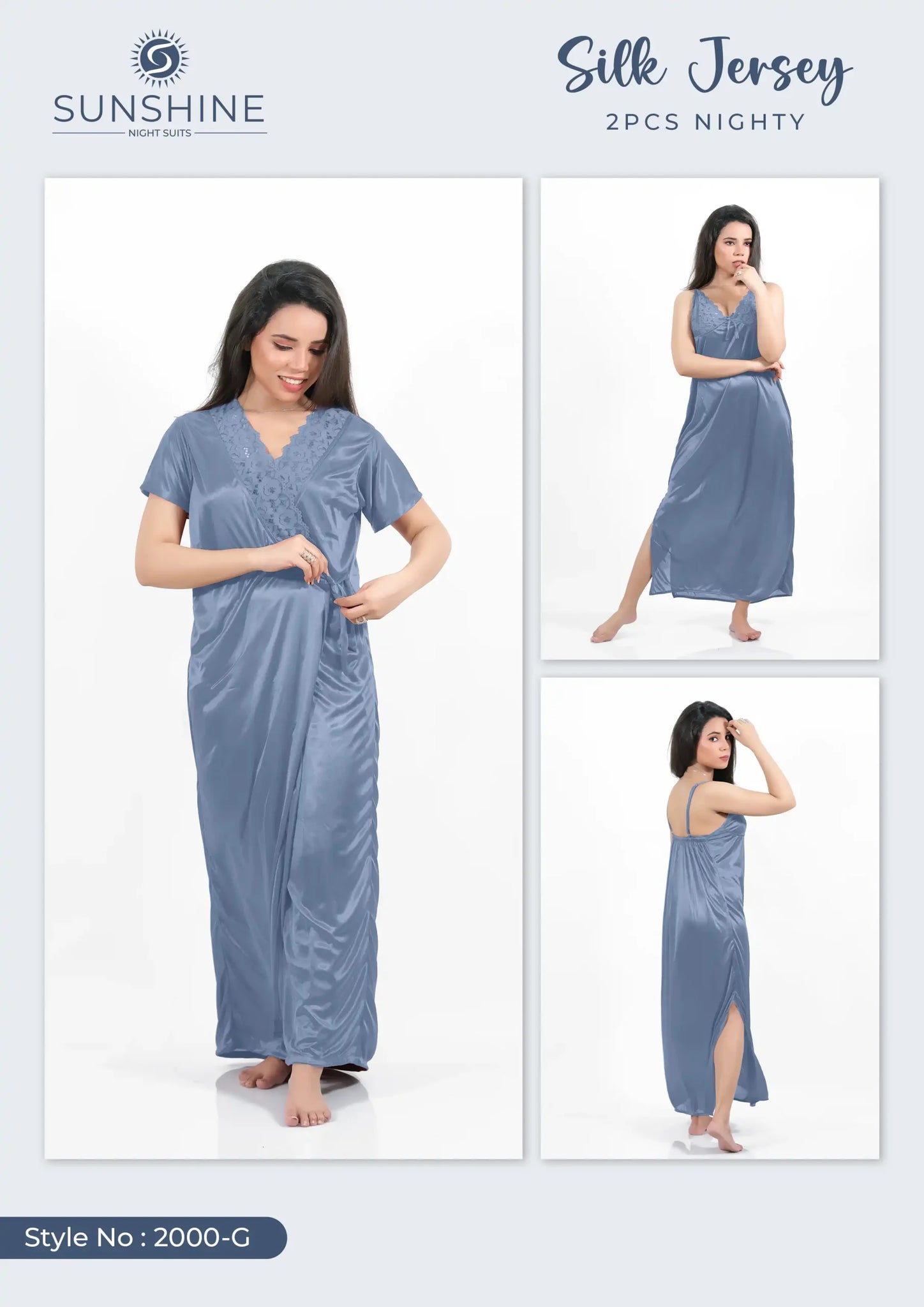 Grey Silk Nighty 2000-G Set For women In Pakistan. Shop Now