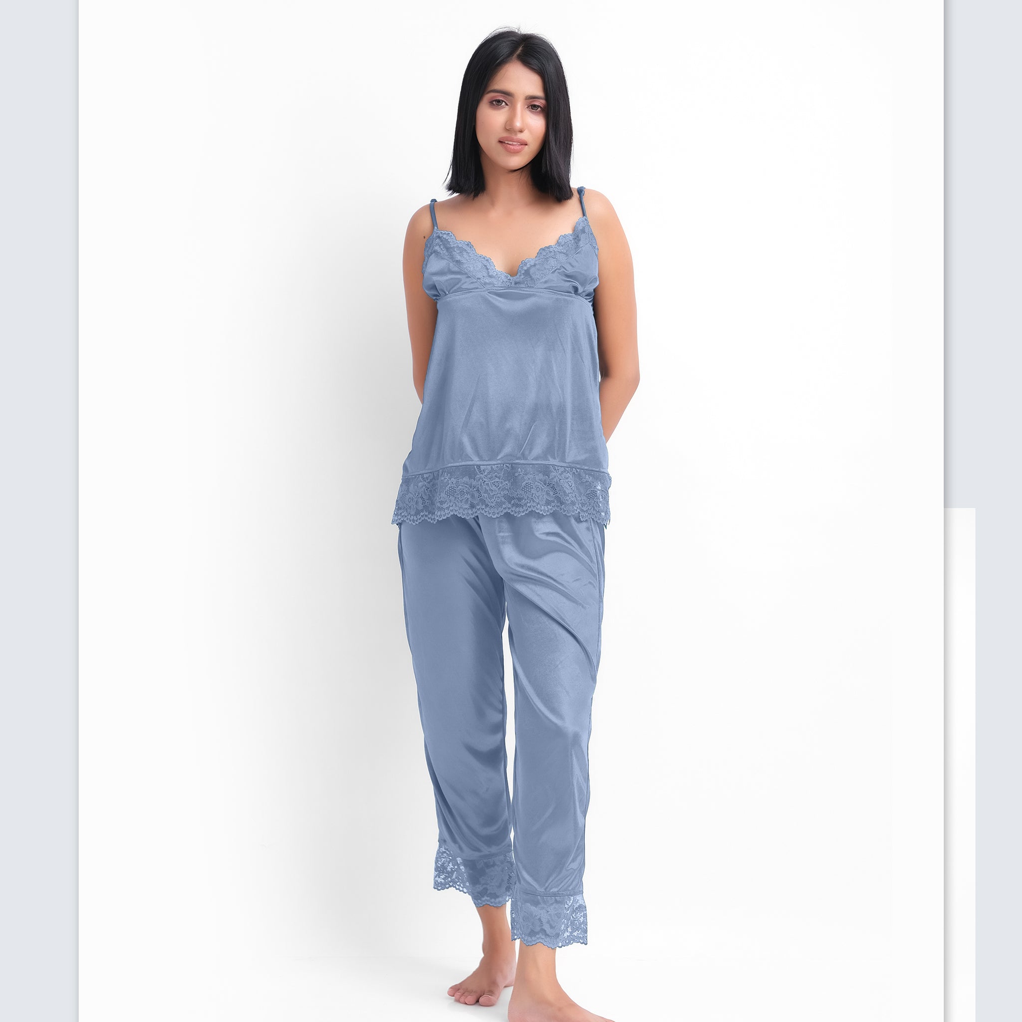 Grey Silk Jersey Cami Pajama Set 2300-G