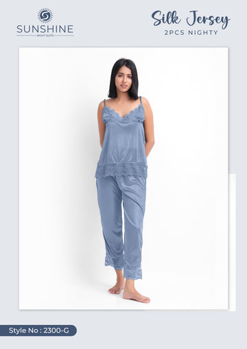 Grey Silk Jersey Cami Pajama Set 2300-G