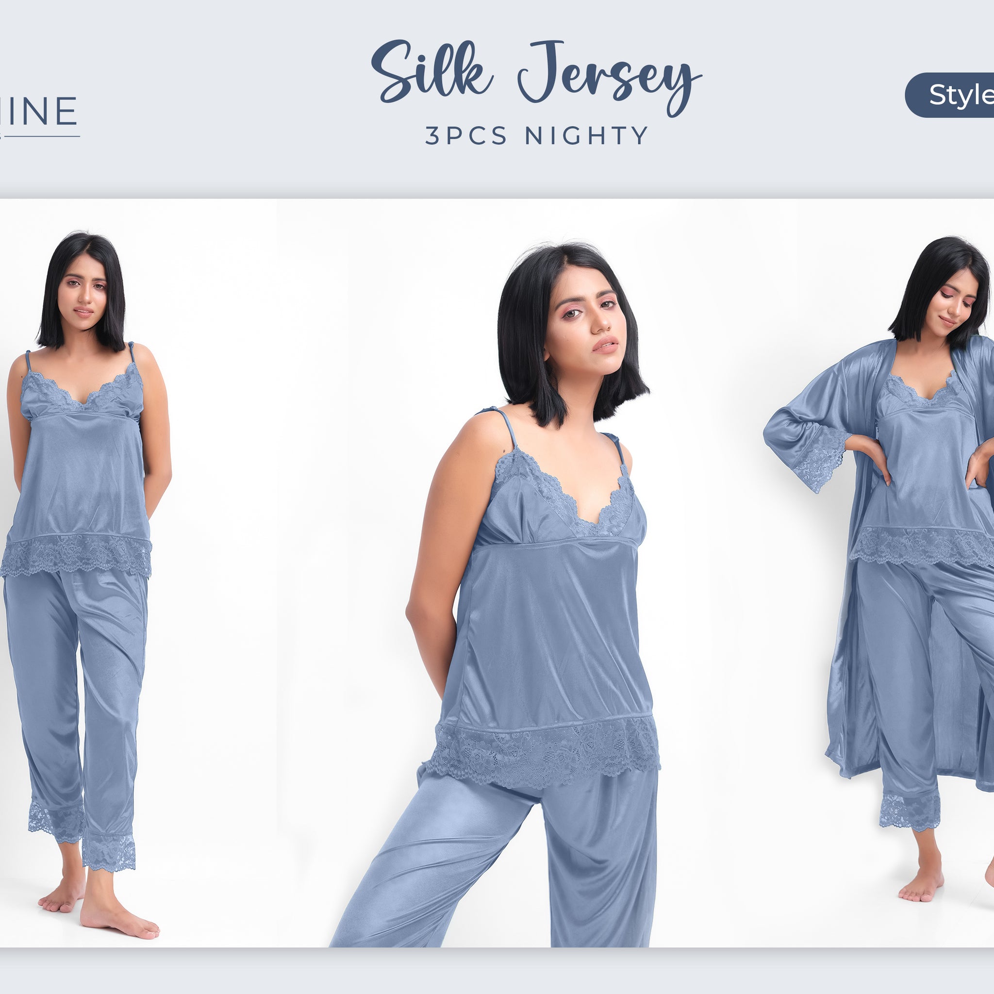 Grey Silk Nighty 3000-G