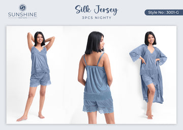 Grey Silk Nighty 3001-G