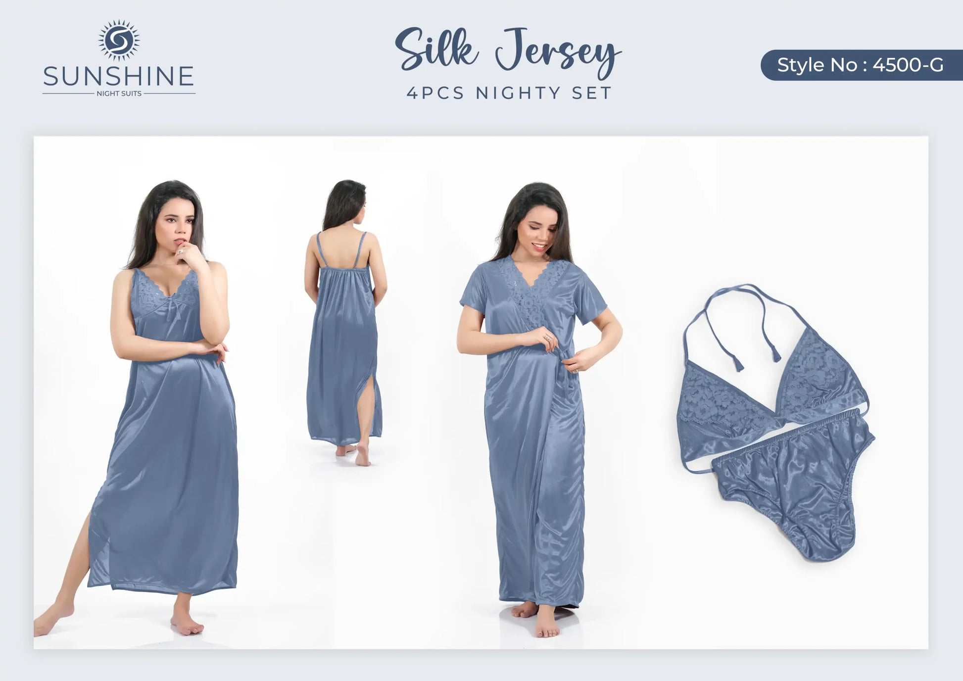 Grey Silk Nighty 4500-G Set For women In Pakistan. Shop Now