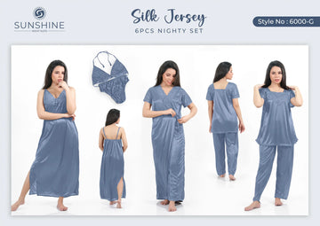 Grey Silk Nighty 6000-G Set For women In Pakistan. Shop Now