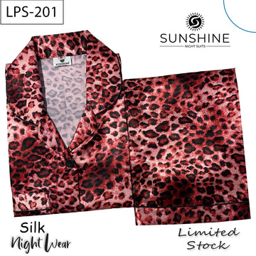 Rose Gold Leopard Printed Silk Nightdress LPS-201