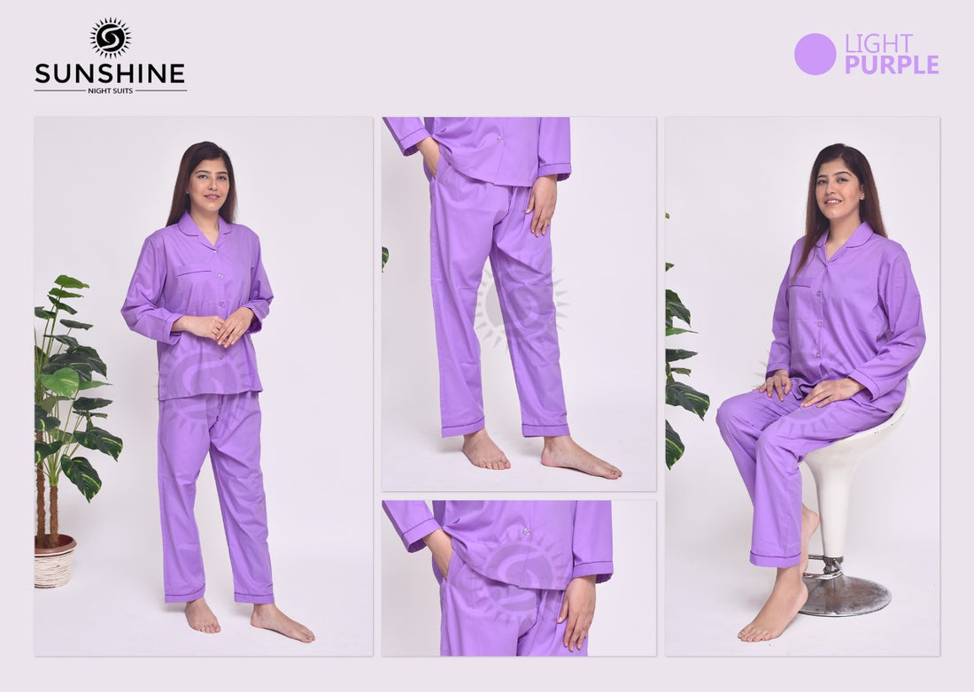 Light Purple Plain Night Dress for Ladies