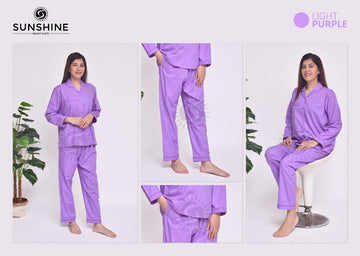 Light Purple Plain Night Dress for Ladies