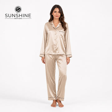 Light Golden Silk Pajamas For Women