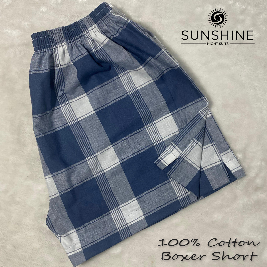 Steel Blue Check 100% Cotton Boxer Shorts – MCB-11