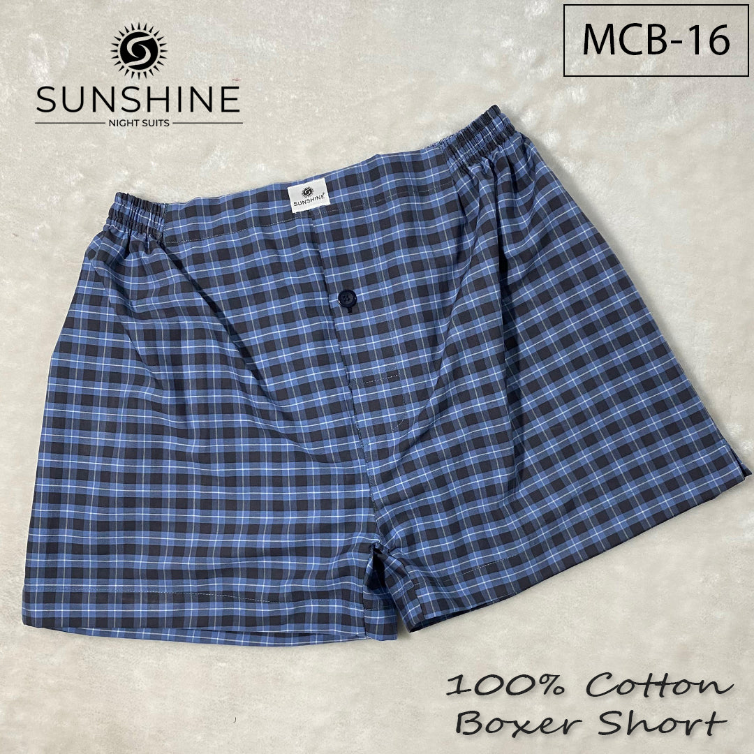 Classic Blue Check 100% Cotton Boxer Shorts – MCB-16