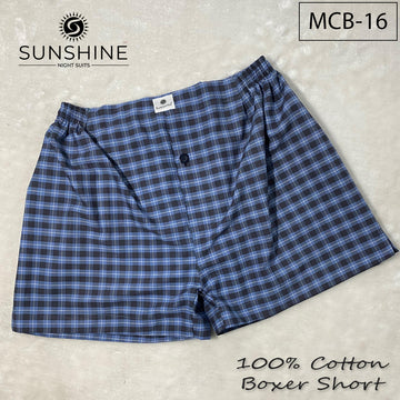 Classic Blue Check 100% Cotton Boxer Shorts – MCB-16