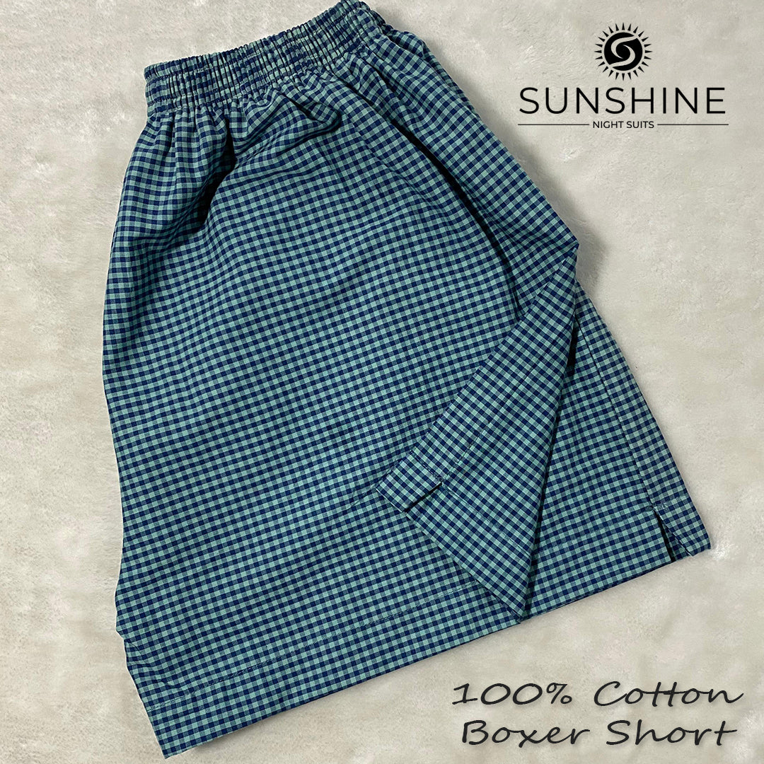 Crystal Teal Check 100% Cotton Boxer Shorts – MCB-20