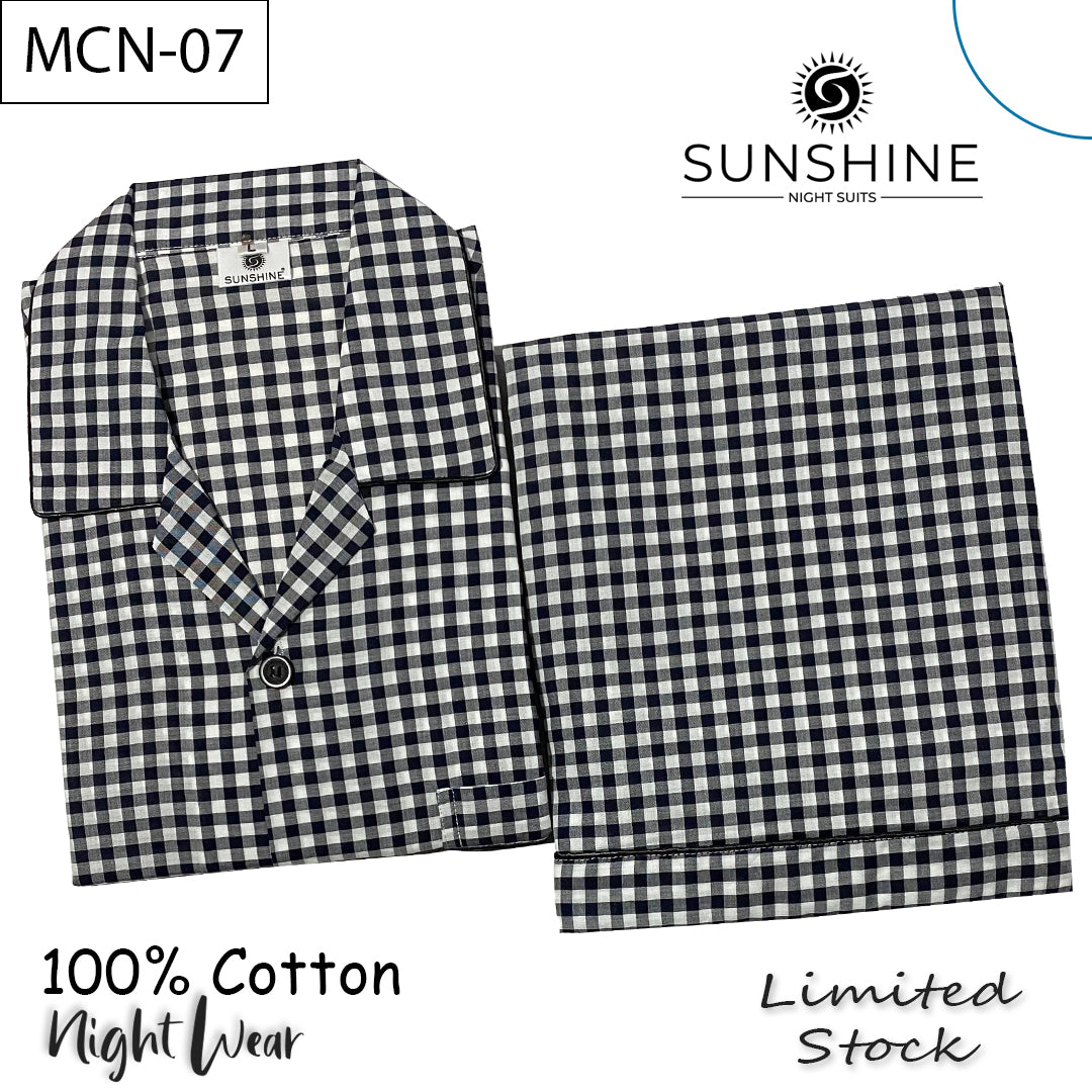 Black White Check 100% Cotton Night Suit – MCN-07