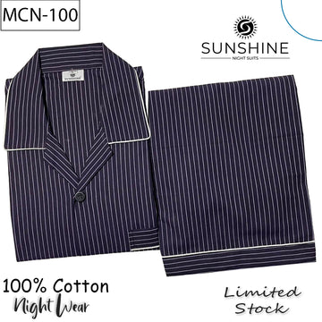 Deep Purple Stripe 100% Cotton Night Suit – MCN-100