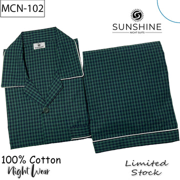 Dark Green Check 100% Cotton Night Suit – MCN-102