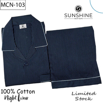 Dark Navy Stripe 100% Cotton Night Suit – MCN-103