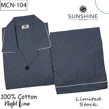 Navy Micro Check 100% Cotton Night Suit – MCN-104