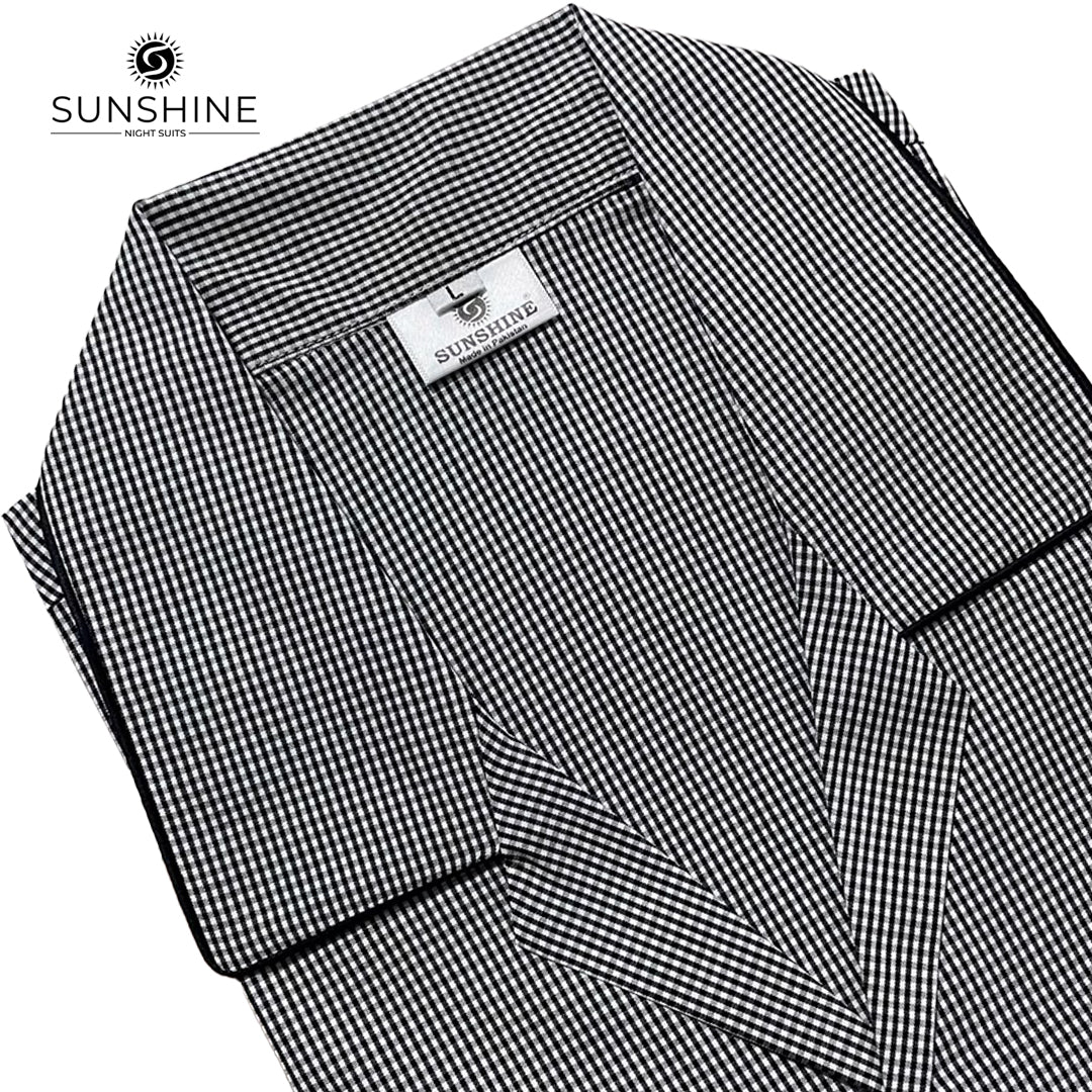 Black Pin Check 100% Cotton Night Suit – MCN-113