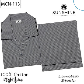 Black Pin Check 100% Cotton Night Suit – MCN-113