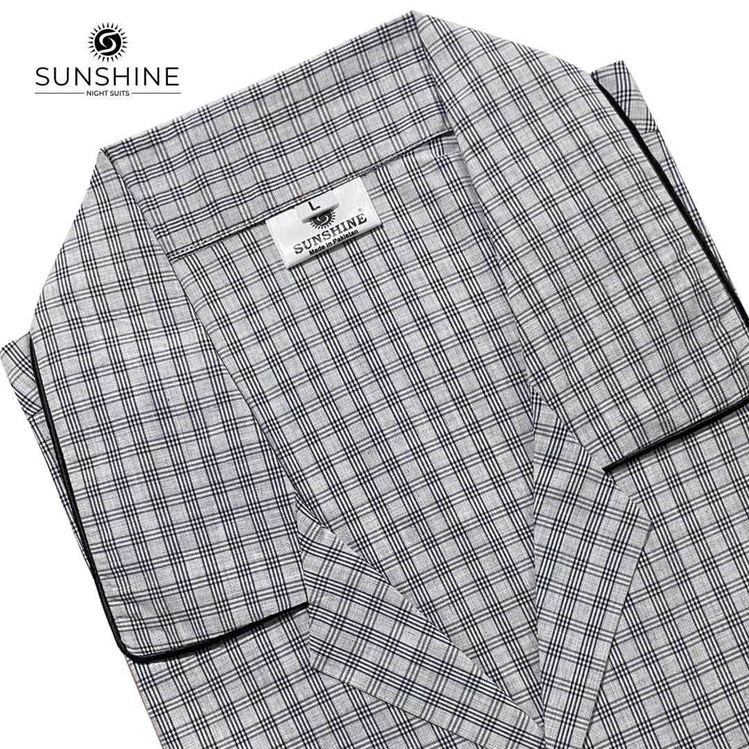 Grey Check 100% Cotton Night Suit for Men – MCN-127