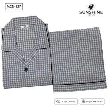 Grey Check 100% Cotton Night Suit for Men – MCN-127