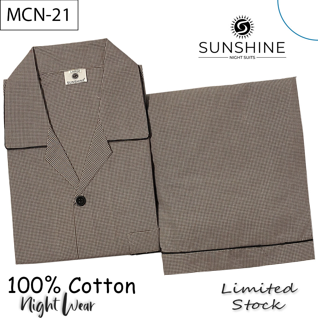 Brown Pin Check 100% Cotton Night Suit – MCN-21