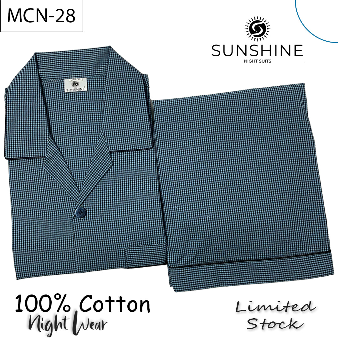 Bluish Grey Check 100% Cotton Night Suit – MCN-28