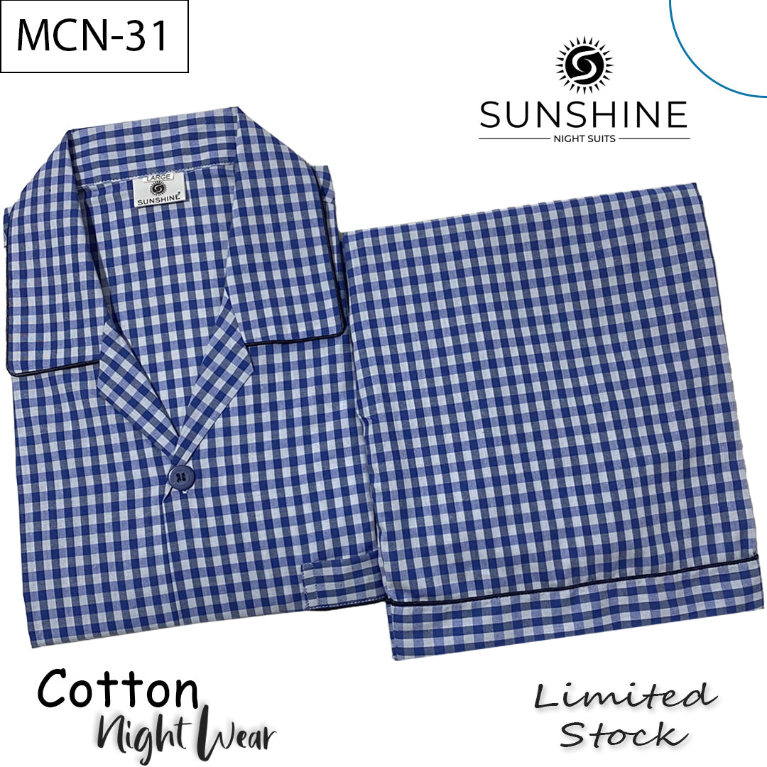 Blue Gingham Check Cotton Night Suit – MCN-31